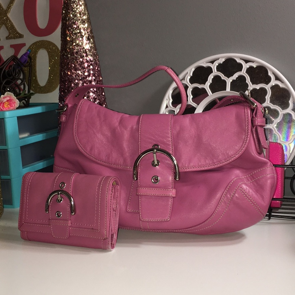 Coach Small Pink Leather Purse and Wallet